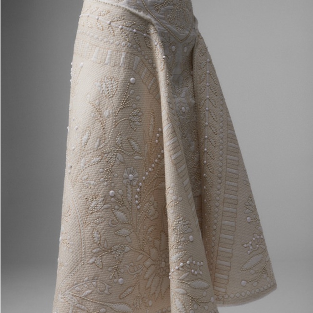 Zara ATELIER Embroiderd Cape skirt limited edition Cream Textured A-Line Skirt - Picture 3 of 11